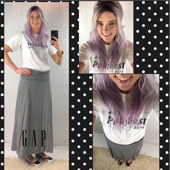 Gap Navy & Gray Striped Maxi Skirt Size Large - Picture 6 of 8